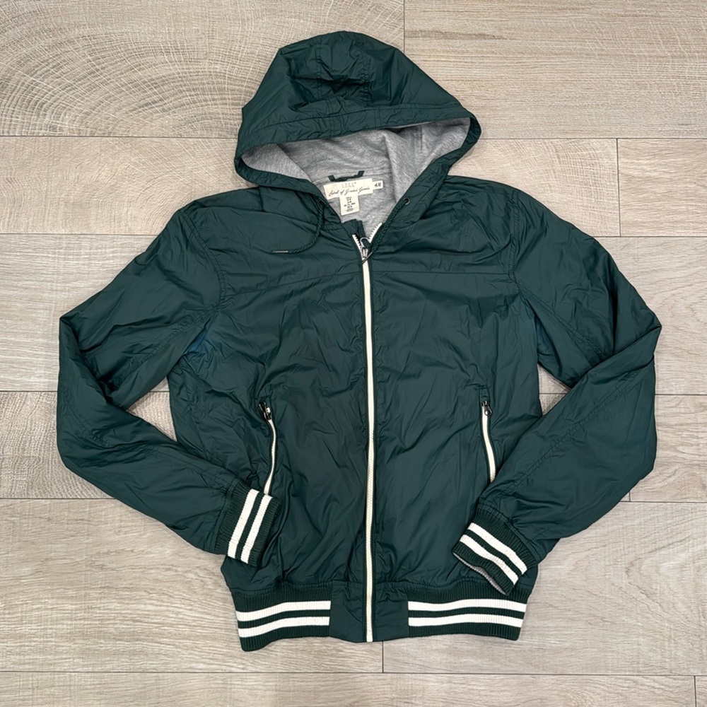 H&M Dark Green Hooded Windbreaker Jacket